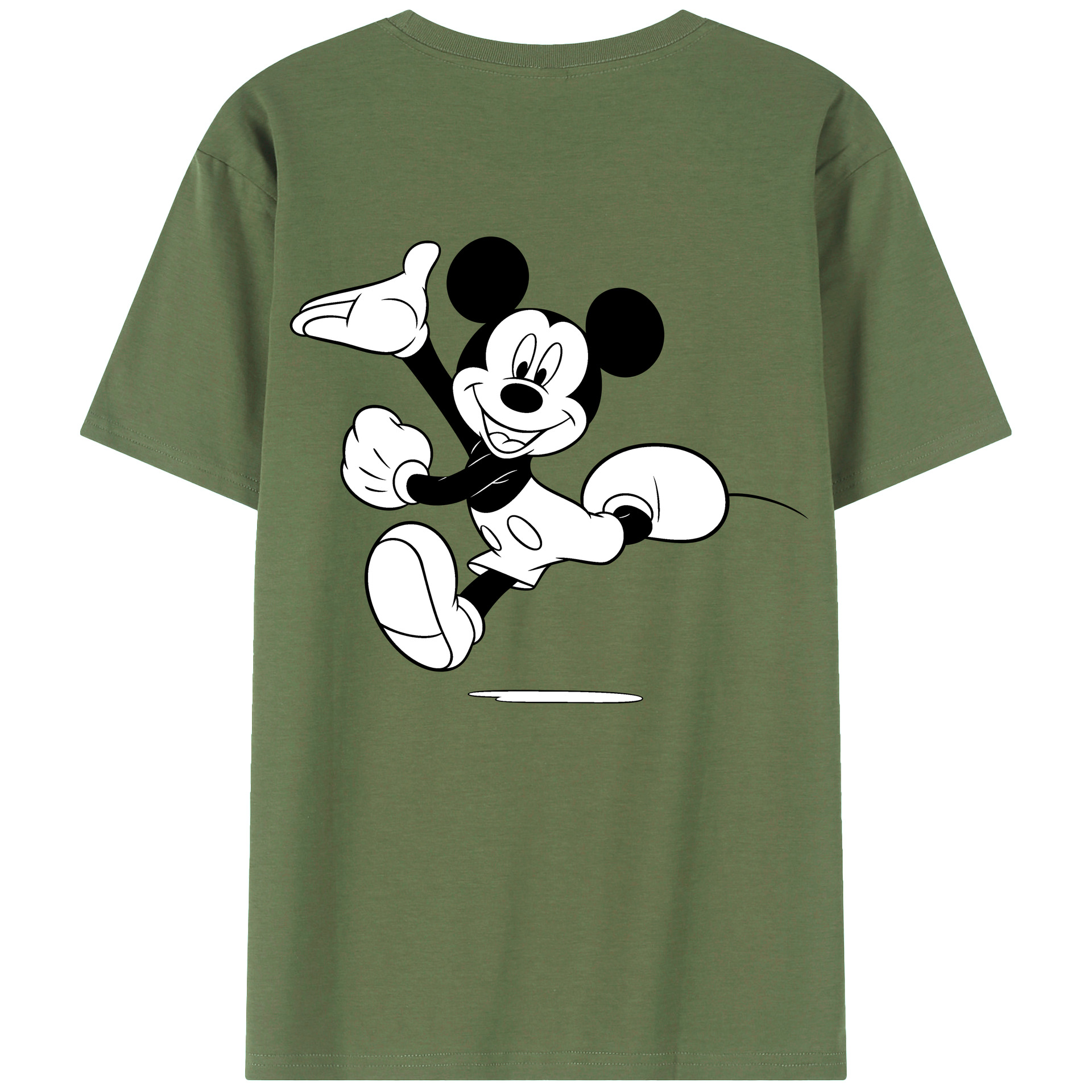 ミッキーマウス Mickey Mouse 綿100％ メンズ半袖Tシャツ（バックプリント） 通気性